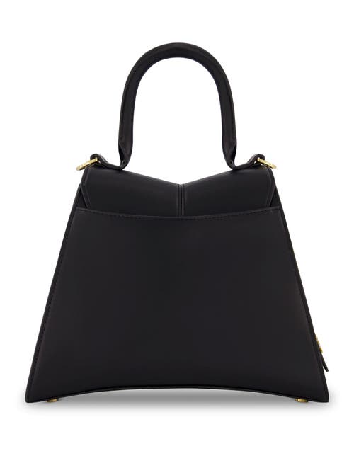 Mac Duggal Gold Plated Hardware Angular Leather Handbag In Black
