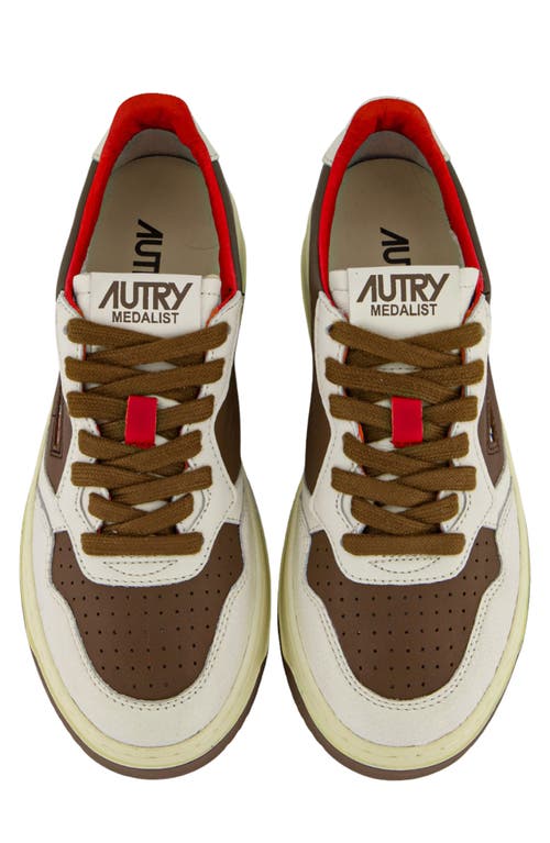 Shop Autry Medalist Low Sneaker In Dollar/leather Brown