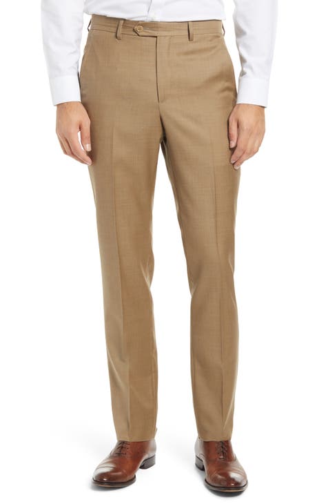 Beige Brushed Heavy Stretch Cotton Dress Pant - Custom Fit