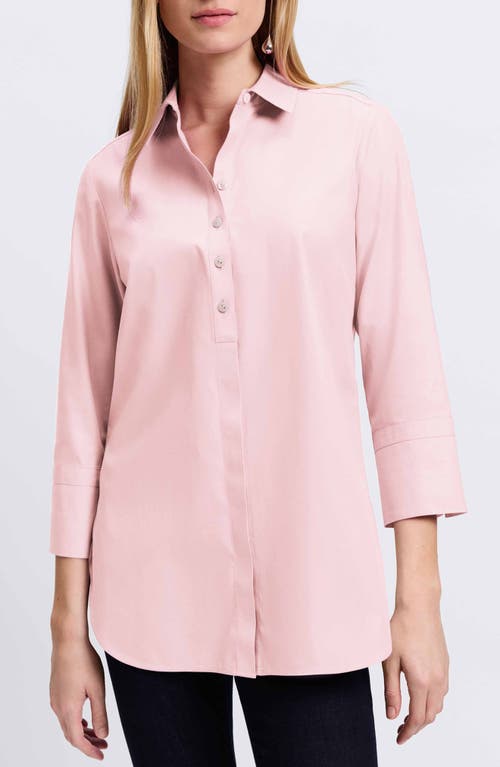 Shop Foxcroft Madison Popover Cotton Oxford Shirt In Chambray Pink