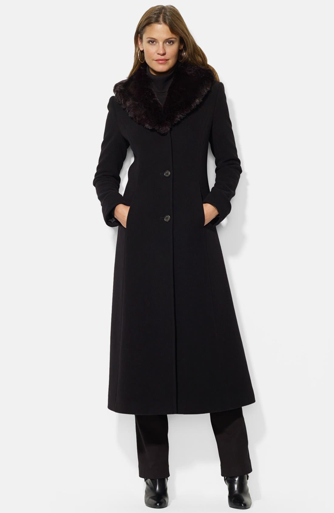 faux fur shawl collar overcoat