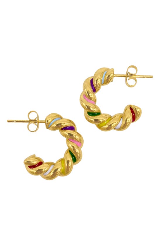 Adornia Rainbow Twist Hoop Earrings In Multi