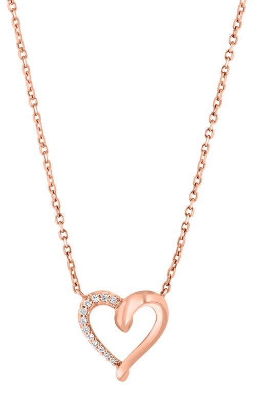 Effy 14k Rose Gold Diamond Open Heart Pendant Necklace In Rose Gold