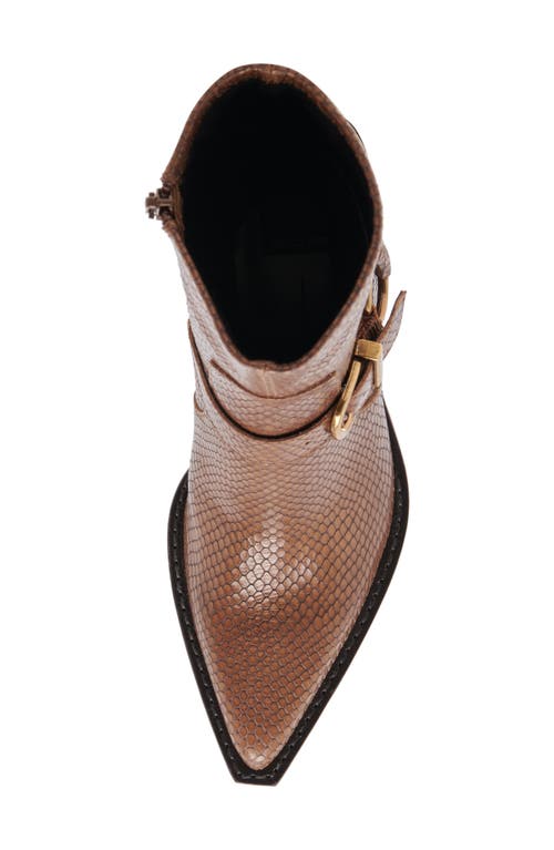 Dolce Vita Rave Pointed Toe Bootie In Saddle Embossed Leather