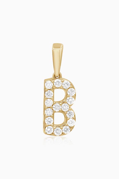 Oradina 14k Gold Luxe Letter Diamond Initial Pendant Charm In Yellow Gold - B