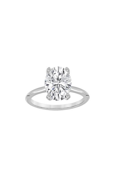 14K White Gold Lab Grown Oval Solitaire Diamond Ring
