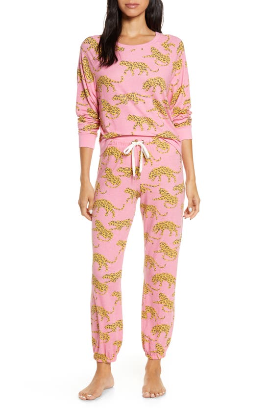 Honeydew Intimates Star Seeker Pajamas In Bubblegum Leopard