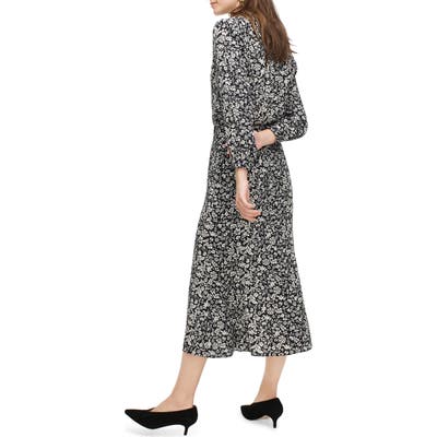 J.crew Playa Floral Fluted Midi Skirt, Black