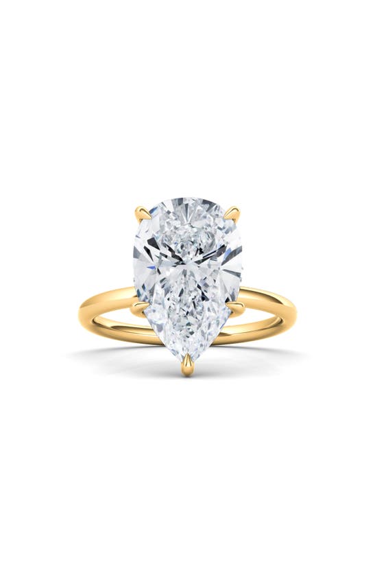 Shop Hautecarat Pear Cut Lab Created Diamond Ring In 18k Yellow Gold