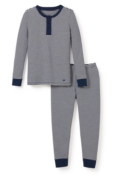 Button-Front Boys Pajamas - Gray Stripe in Kid's Cotton Styles, Pajamas  for Kids
