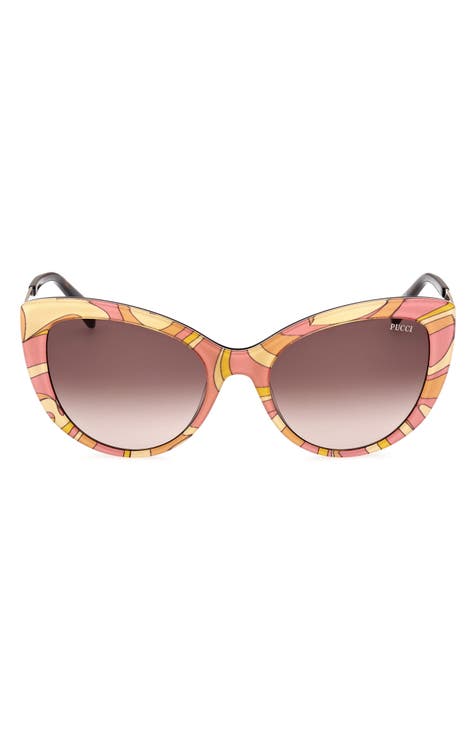 Emilio Pucci - Logo-Print Cat-Eye Sunglasses - Sky Blue Chocolate Brown -  Sunglasses - Emilio Pucci Eyewear - Avvenice