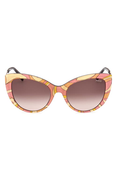 Emilio Pucci 56mm Cat Eye Sunglasses in Pink /Other /Gradient Brown
