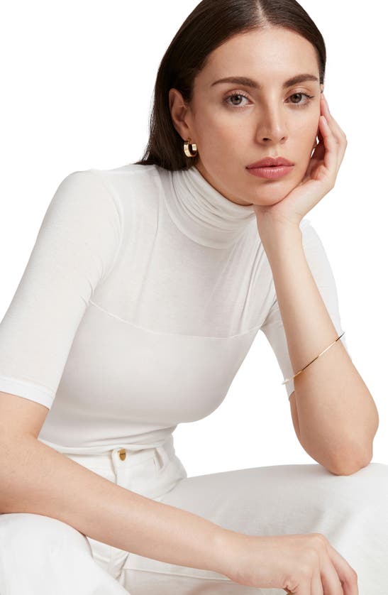 Shop Marcella Niko Jersey Turtleneck Top In Off White