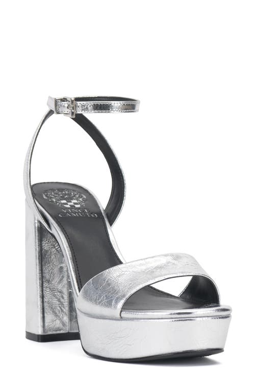 Pendry Ankle Strap Platform Sandal in Silver Crackle Foil