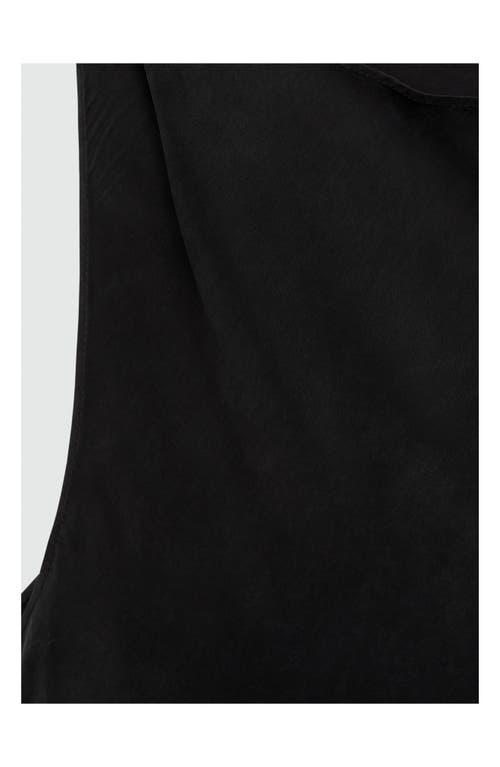 Mango Side Slit Sleeveless Cupro Blend Dress In Charcoal
