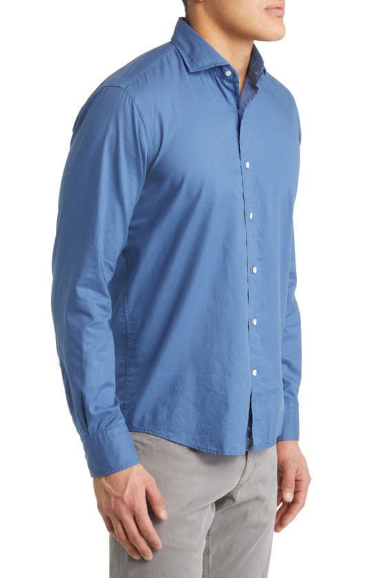 Shop Peter Millar Crown Crafted Sojourn Garment Dye Button-up Shirt In Blue Frost