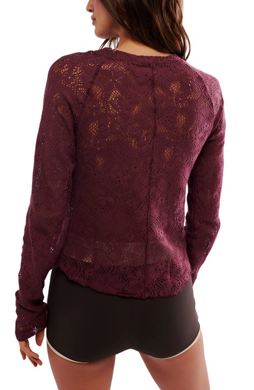 Shop Free People In The Meadow Semisheer Cotton Blend Lace T-shirt In Port Royale