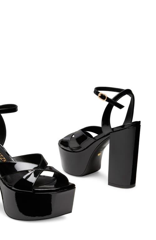 Shop Stuart Weitzman Miami Square High 140 Platform Sandal In Black