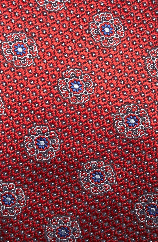 Shop Canali Floral Medallion Silk Tie In Bright Red