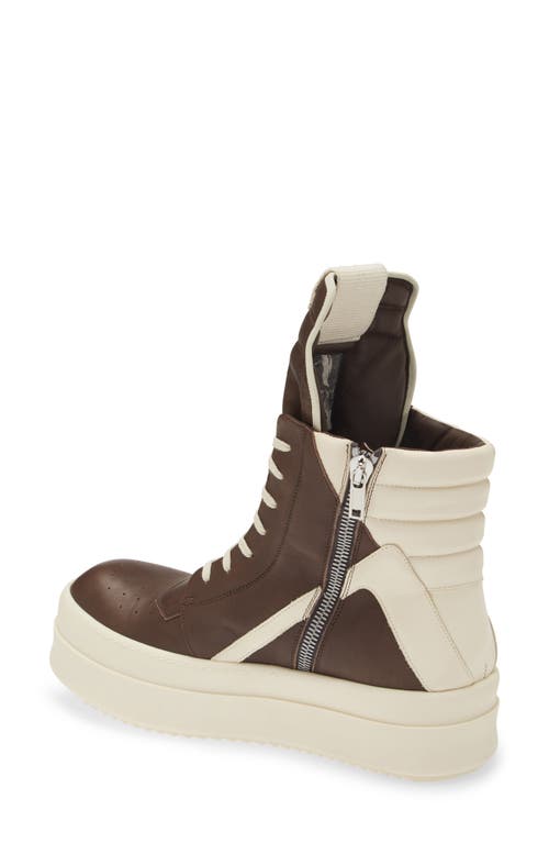 Shop Rick Owens Mega Bumper Geobasket High Top Sneaker In Saddle/milk/milk