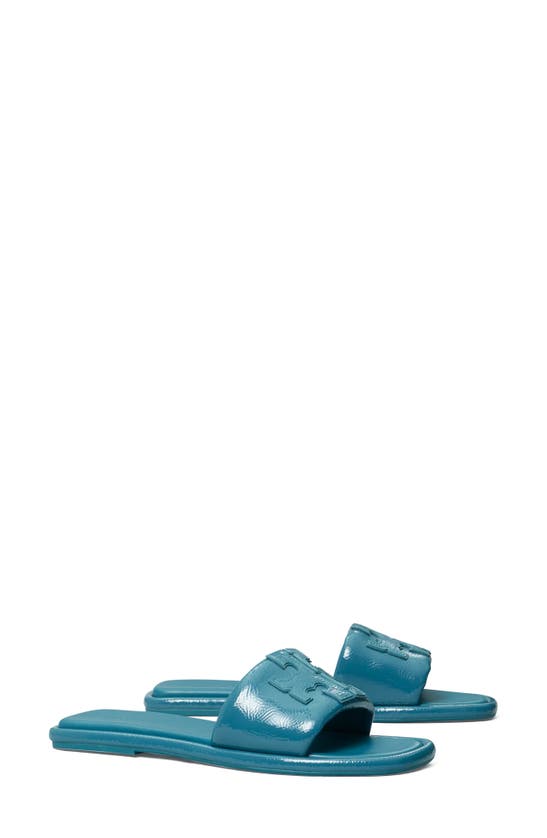 Tory Burch Women's Double T Sport Slide Sandals In Brisk Blue | ModeSens