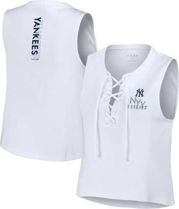 WEAR by Erin Andrews Women's WEAR by Erin Andrews White New York Yankees  Lace-Up Tank Top