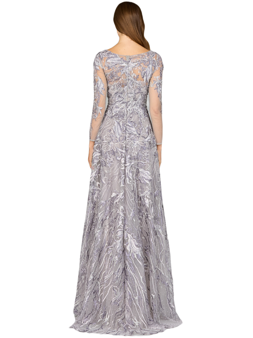 LARA NEW YORK LARA NEW YORK LONG SLEEVE MODEST A-LINE GOWN