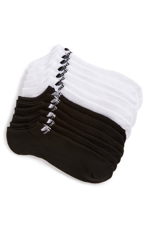 adidas Originals 6-Pack Original Trefoil No-Show Socks in White/Black