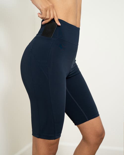 Rebody Active Utility Silkiflex Pocket Biker Shorts 8" In Cool Navy