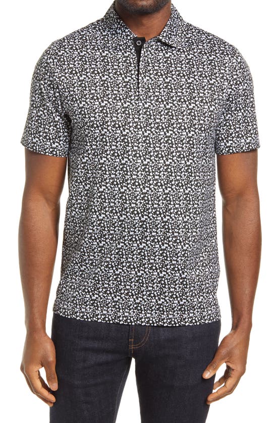 Shop Bugatchi Ooohcotton® Tech Spatter Print Stretch Polo In Black