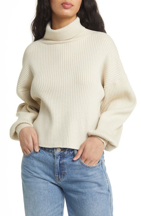Rib Crop Turtleneck Sweater (Regular & Plus)