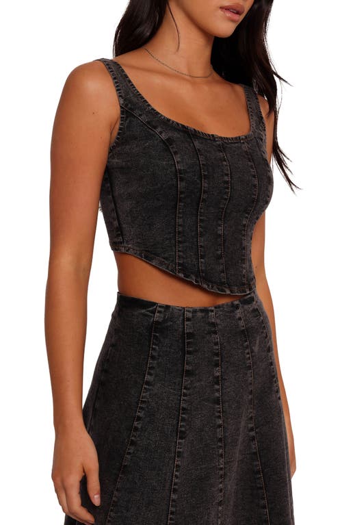 Petal And Pup Petal & Pup Mara Denim Corset Crop Top In Black