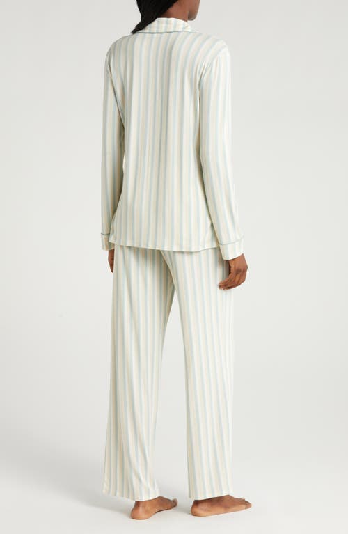 Shop Nordstrom Moonlight Eco Knit Pajamas In Teal Mist Tricolor Stripe