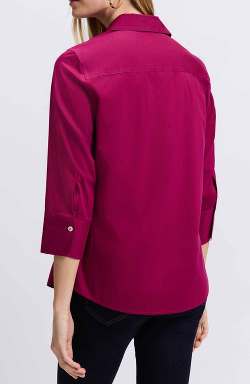 Shop Foxcroft Mary Button-up Blouse In Sangria