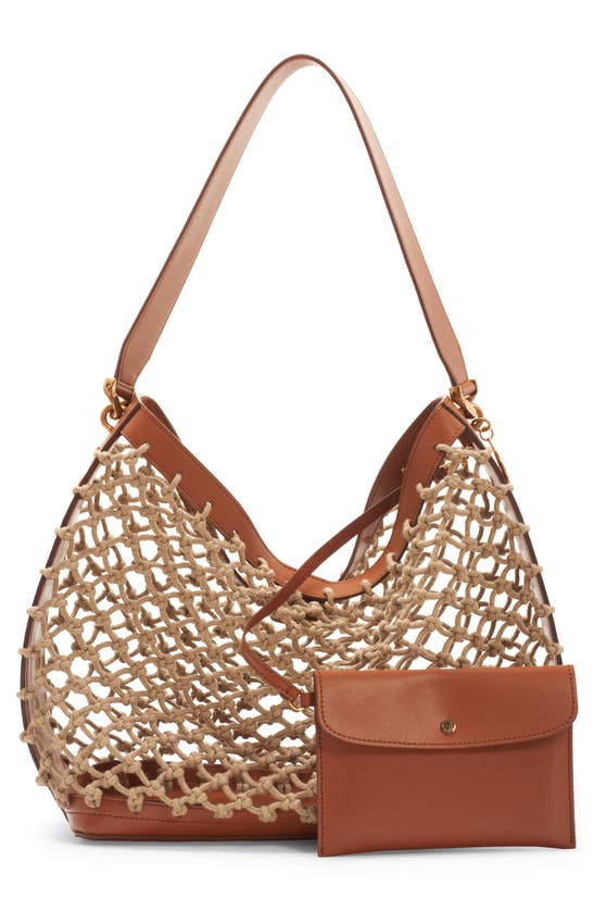 Shop Stella Mccartney Knotted Rope & Faux Leather Tote In Tan