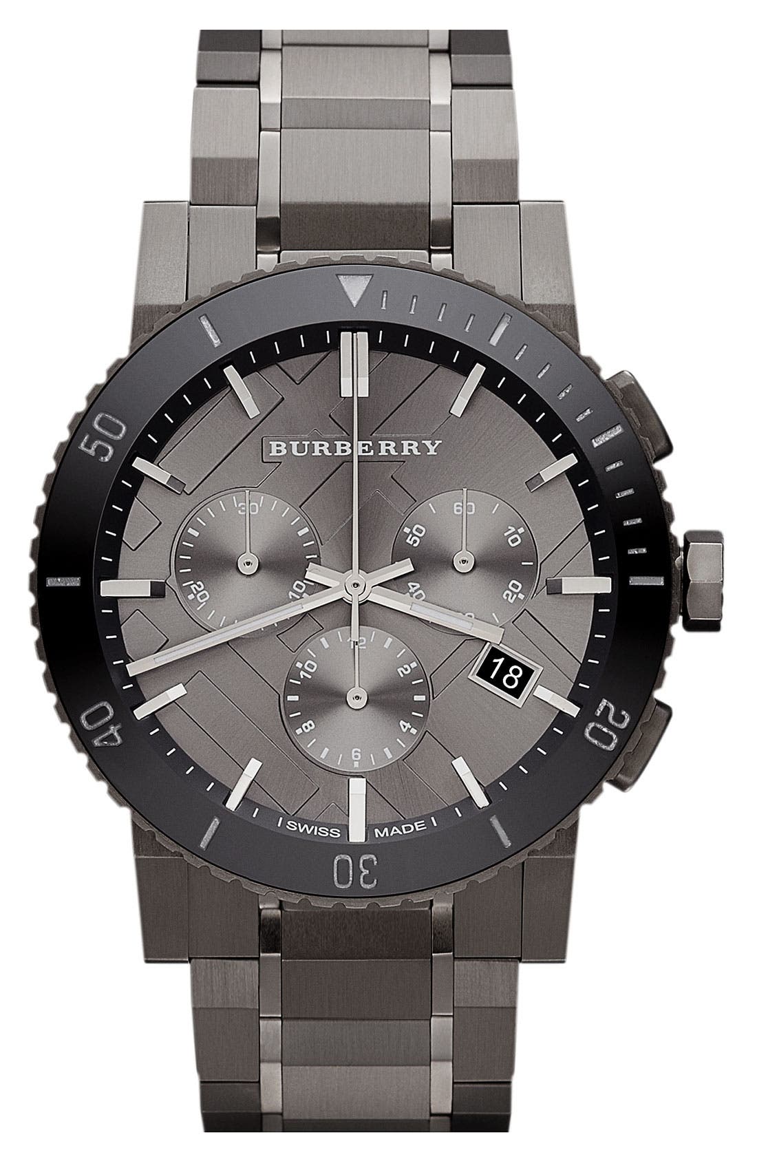 burberry silver bracelet watch 42mm