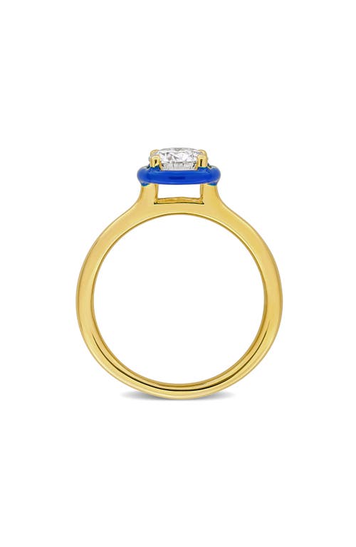Delmar Lab-created Moissanite & Enamel Ring In Blue/gold