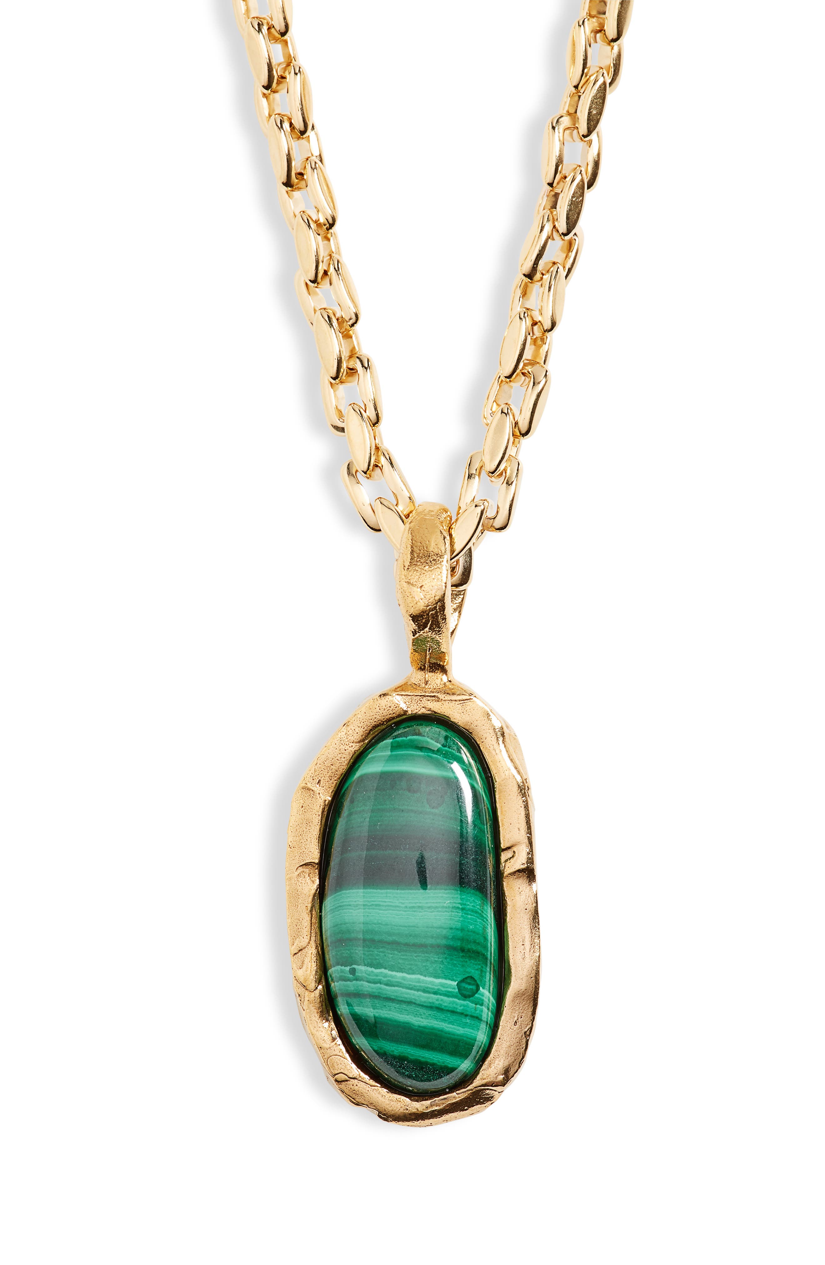 STERLING SILVER NEW DOUBLE G LOGO SERPENT MALACHITE PENDANT NECKLACE