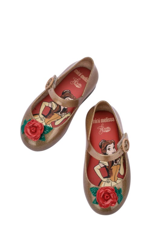 Shop Melissa Mini  Mini Sweet Love Disney Princess Mary Jane Flat In Gold/red