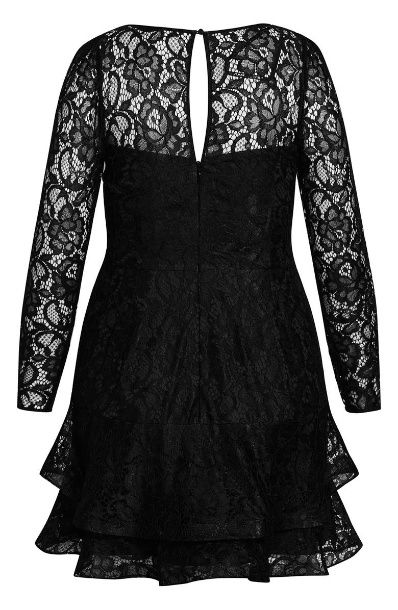 City Chic Lace Lover Long Sleeve Dress, Alternate, color, 