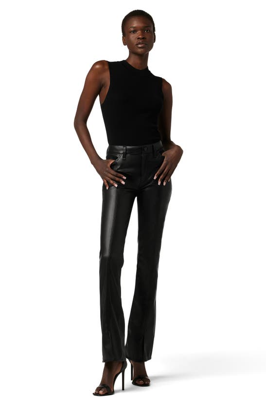 Shop Hudson Jeans Barbara High Waist Slit Hem Bootcut Faux Leather Pants In Black