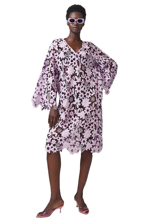 Shop Saachi Floral Lace Tunic In Lavender