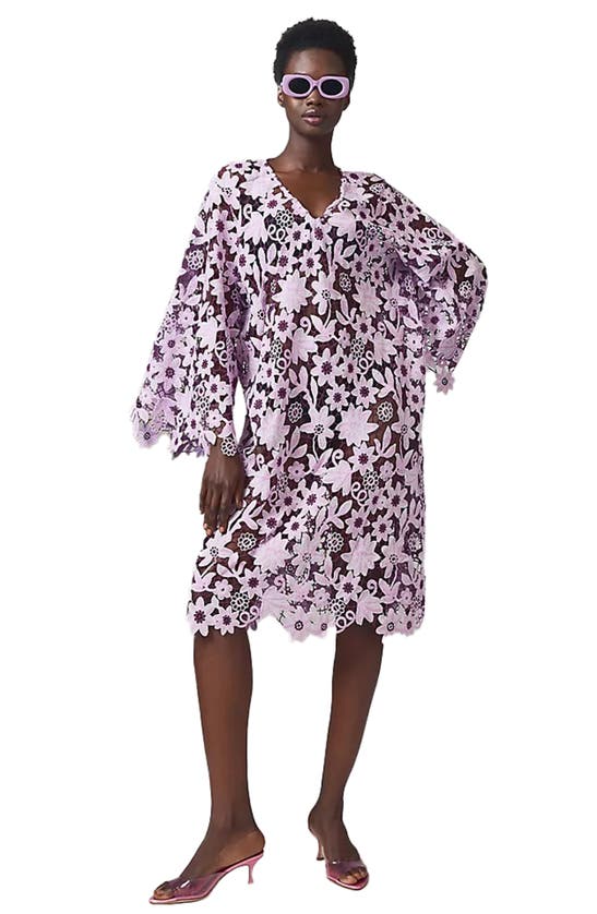 Saachi Floral Lace Tunic In Lavender