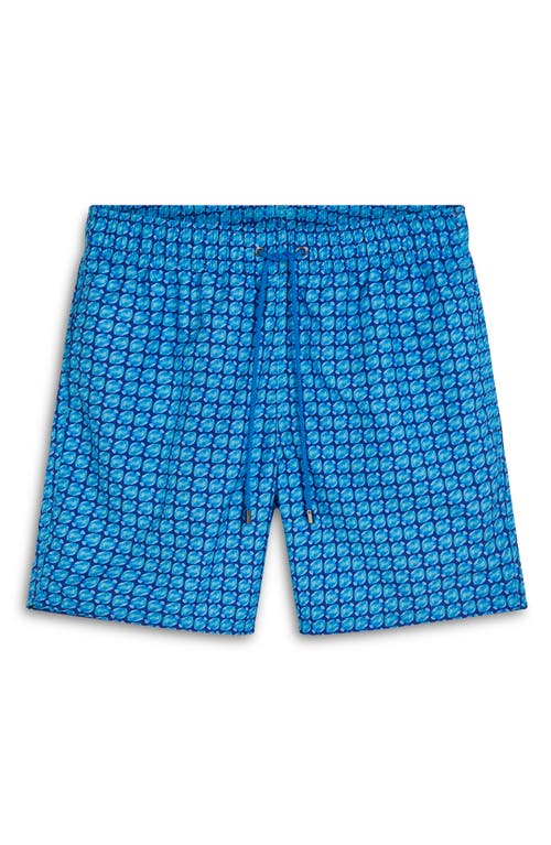 Shop Bugatchi Cosmo Print Swim Trunks In Classic Blue