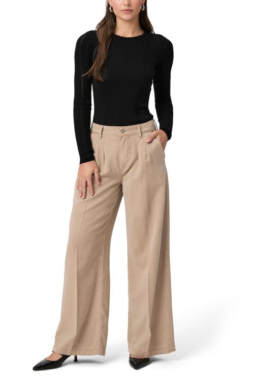 Shop Paige Aurora Pleated Wide Leg Pants In Vintage Flag Stone