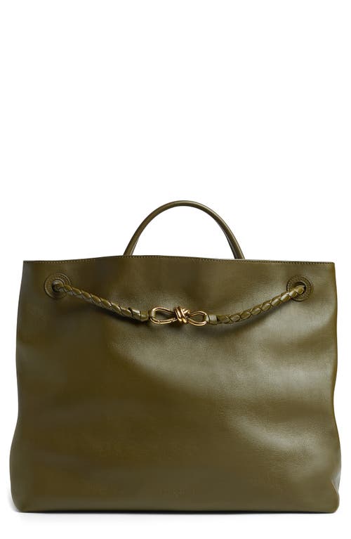 Bottega Veneta Andiamo Large Leather Tote Bag In 3356 Olive Oil-m Brass
