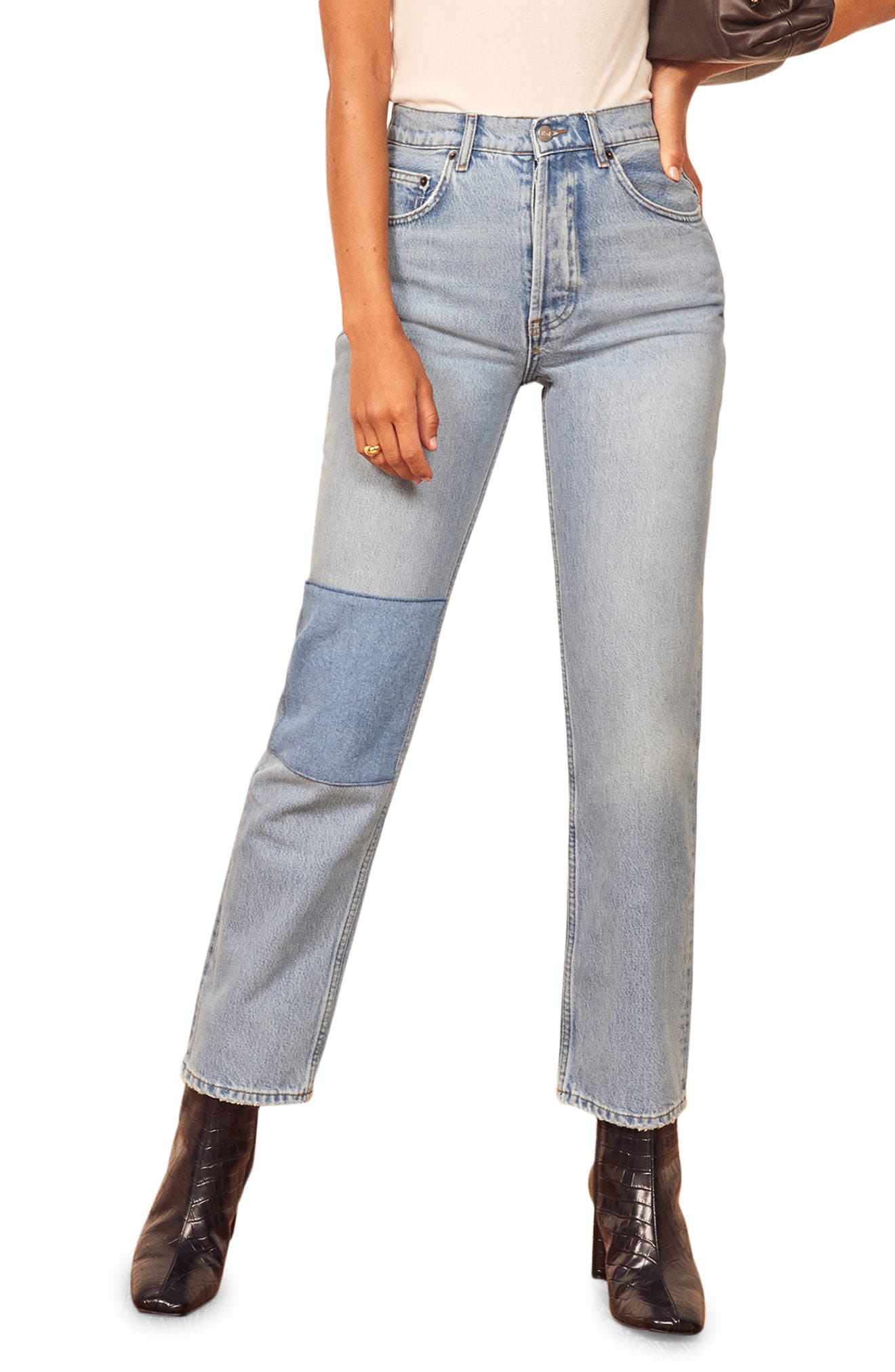 Reformation Cynthia Patch Jeans in Tahoe at Nordstrom, Size 25