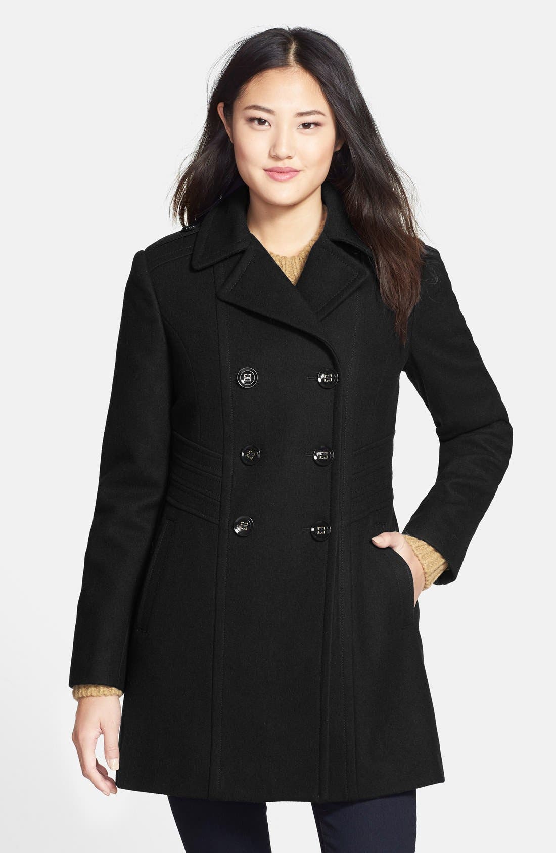 Cole New York Wool Blend Military Peacoat Nordstrom