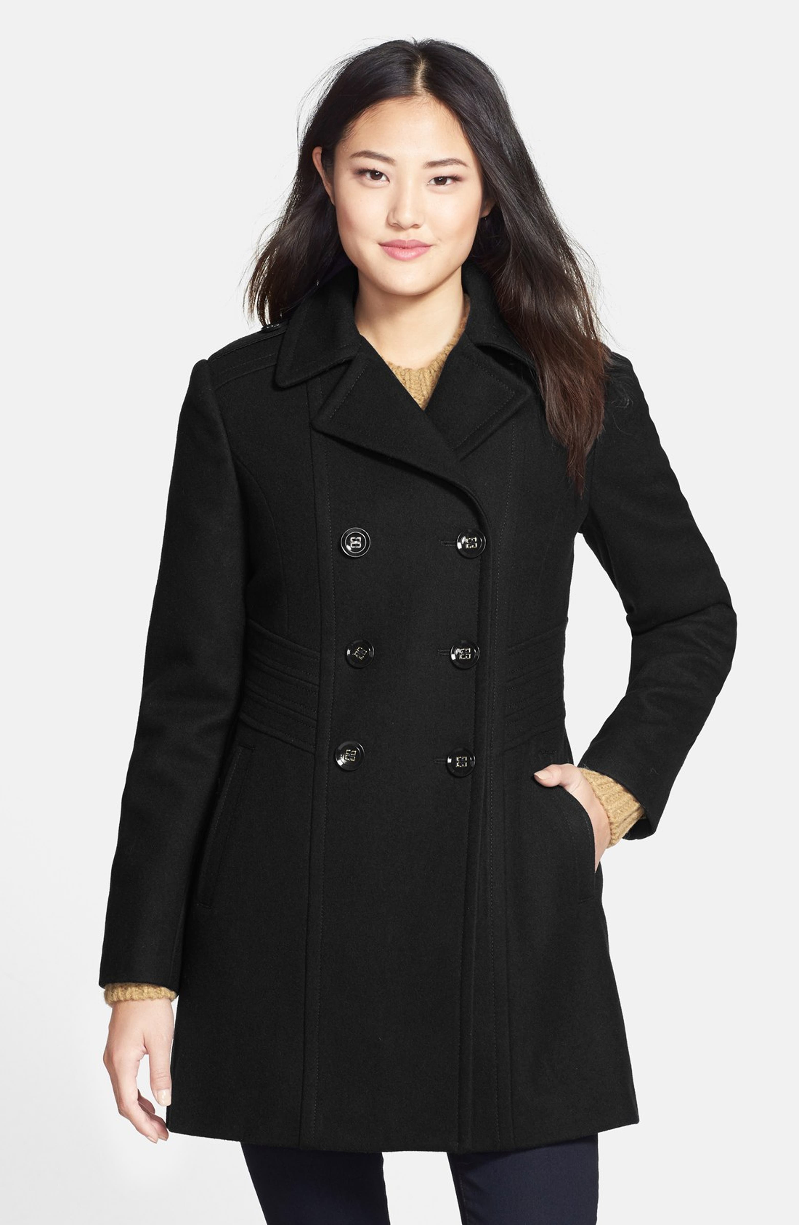 Kenneth Cole New York Wool Blend Military Peacoat | Nordstrom