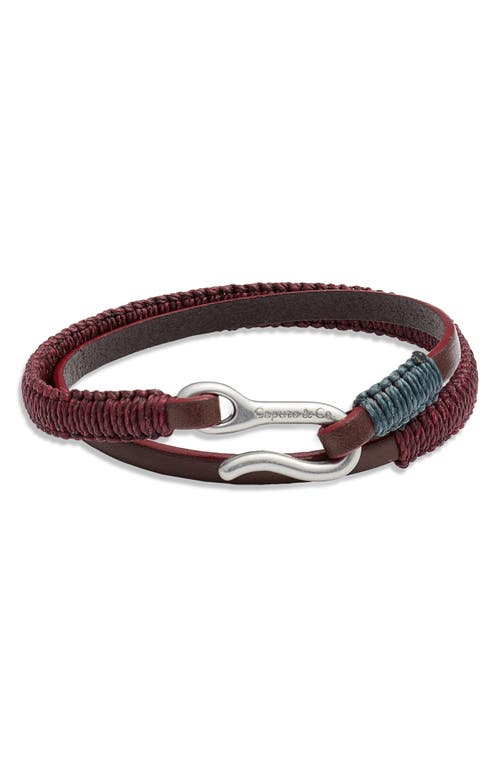 Caputo & Co. Leather Wrap Bracelet in Burgundy